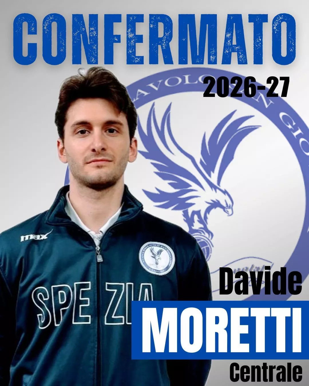 Davide Moretti. Centrale della Serie C della Nuova Pallavolo San Giovanni